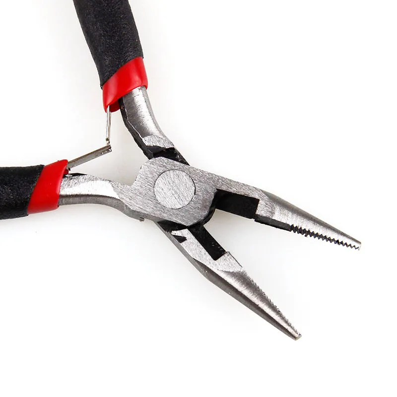 Red Black Handle Ferronickel Carbon Hardened Steel Head Jewelry Pliers Cutter Chain Round Bent Nose Beading DIY Making Repair To