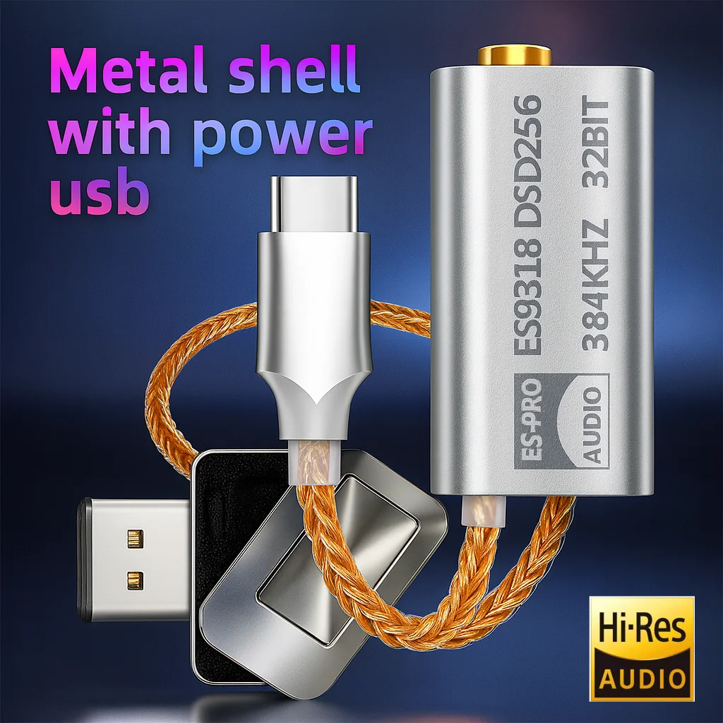8-Core Silver-Plated Copper Cable DAC | Type-C to 3.5mm Hi-Res Audio Converter | Hand-Braided | Durable CNC Metal Body