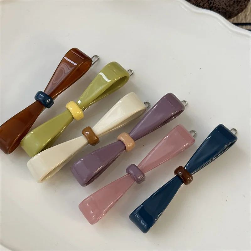 Trendy Cute Bowknot Acetate Hair Clip Hairpin Ins Korean Hair Accessories Jelly Color Acrylic Barrette Hair Clips for Women