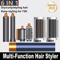 Professional 6 In 1 Hair Dryer Hot Comb Set Curling Iron Hair Straightener Styling Tool For Women 1300W Powerful