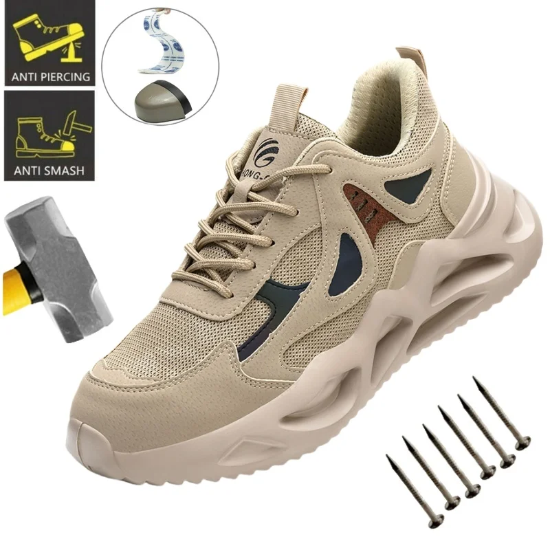 

Men's Industrial Safety Shoes Steel Toe Cap - Anti-Smash Anti-Punctur Outsole Outdoor Indestructible Construction Work Shoes
