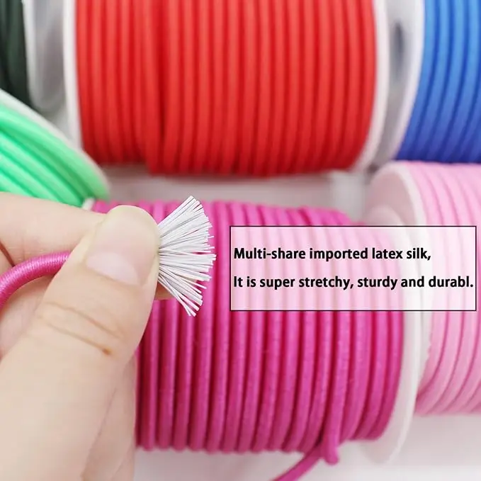 

10-50M 2.5mm Thick Round Bungee Cord Colorful Elastics Rubber Rope for Sewing Shoes Hair Band Elastic String Apparel Strech Tape