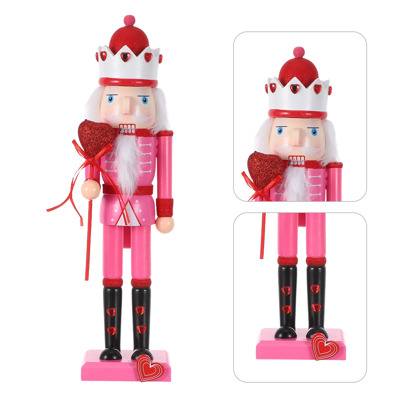

Wooden Nutcracker Soldier 37Cm Valentine's Day Decor - Table Centerpiece for Mantel Shelf Cabinet Holiday Display