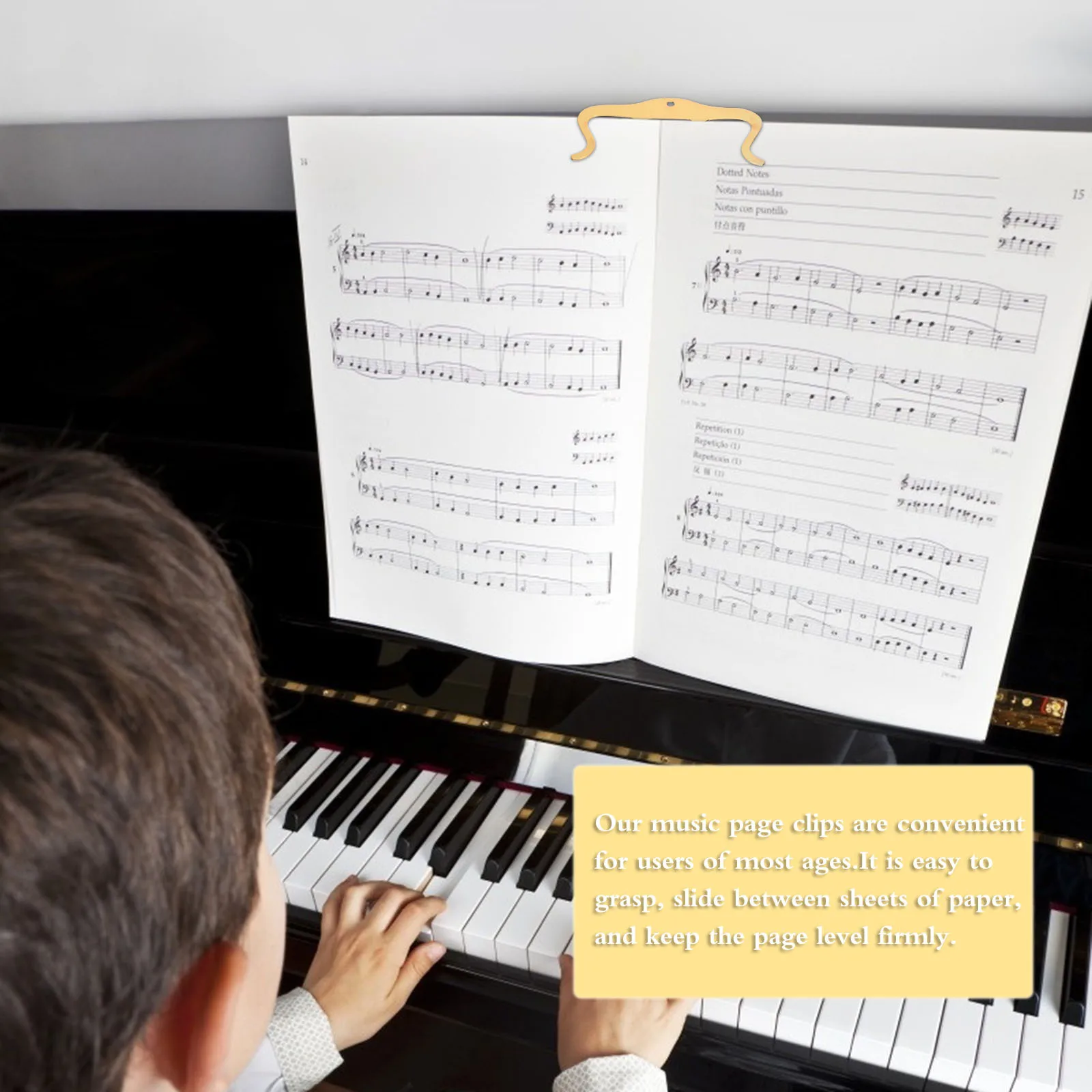 

2Pcs Metal Music Book Clamps Smooth Waterproof Page Holders for Piano Sheets Windproof Reading Clips for Students Musicians