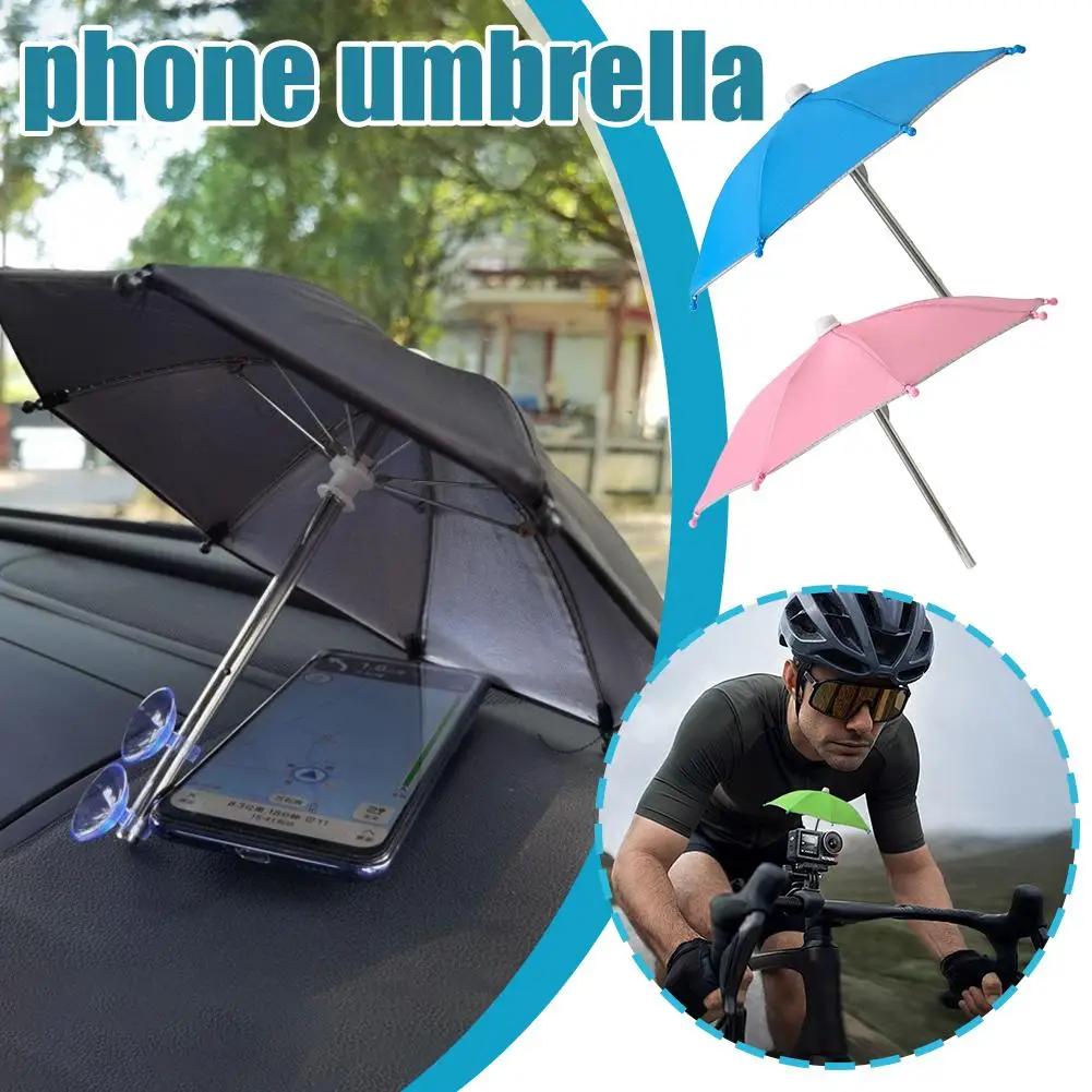 Tragbarer Mini-Regenschirm-Telefonständer, universeller Handy-Regenschirm für Regen und Sonnen im Freien, wasserdichter Sonnenschutzhalter für Smartphones