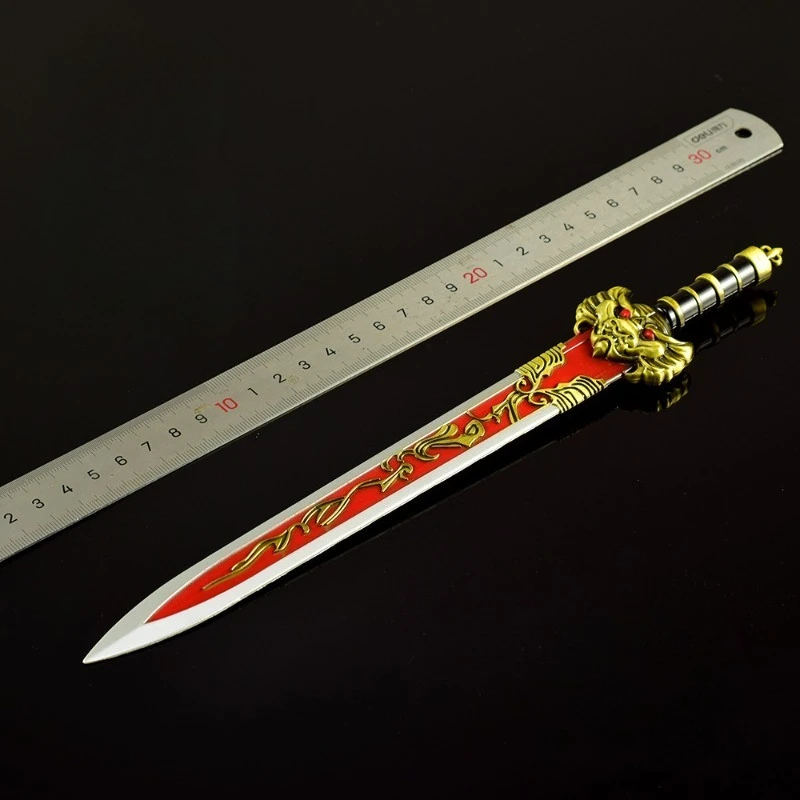 28 cm/11.02in Creatie van de Goden 12 Zwaarden Randapparatuur Wapens Model Metal Craft Mannelijke en Vrouwelijke Zwaard Ornament Desktop Display