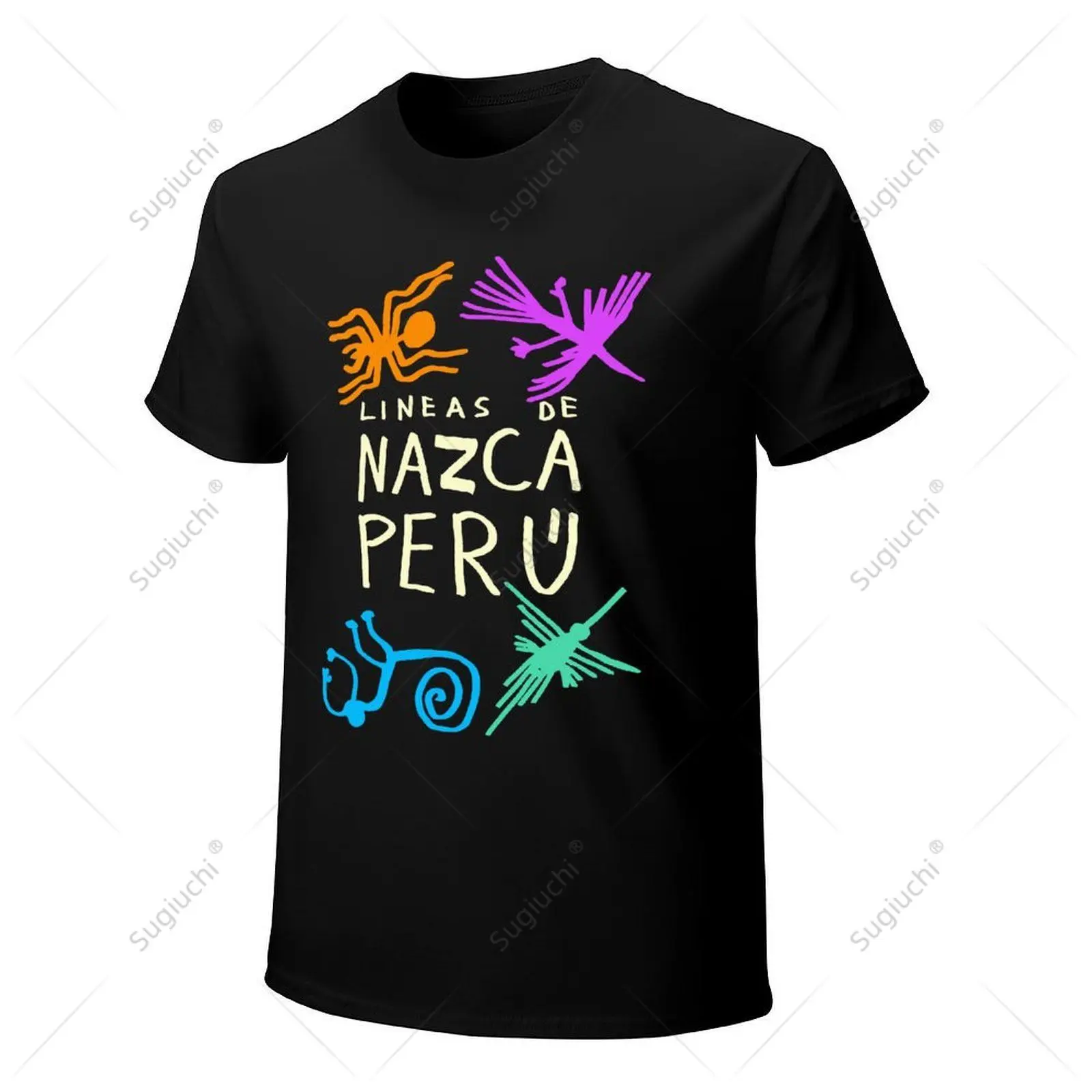 Unisex peruano linho De Nazca t-shirt, 100% algodão Tees para homens e mulheres, meninos