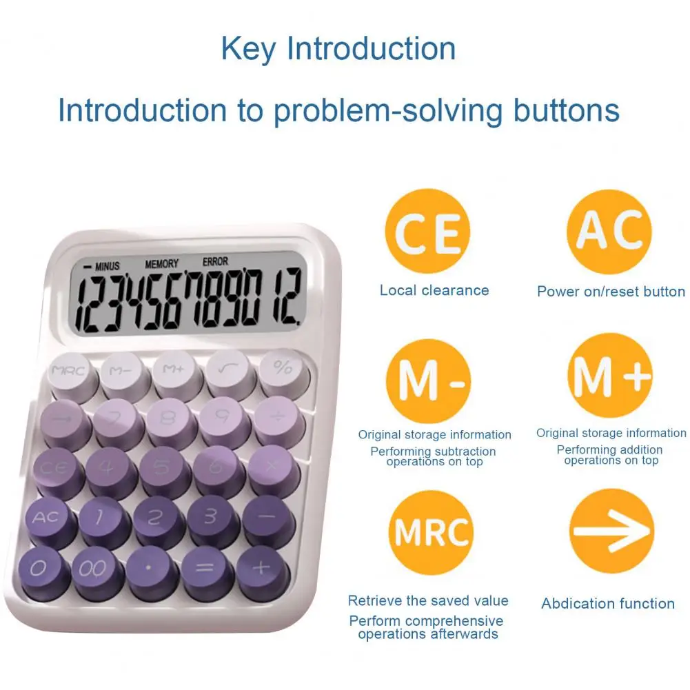 Mechanical Keyboard Calculator Vintage Gradient Color Mechanical Calculator with Lcd Display 12-digit Desktop for Home