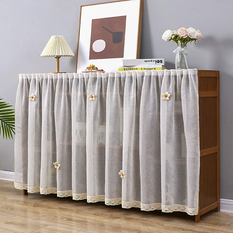 Velcro non-perforated curtain storage cabinet hanging curtain, home decoration short curtain 
