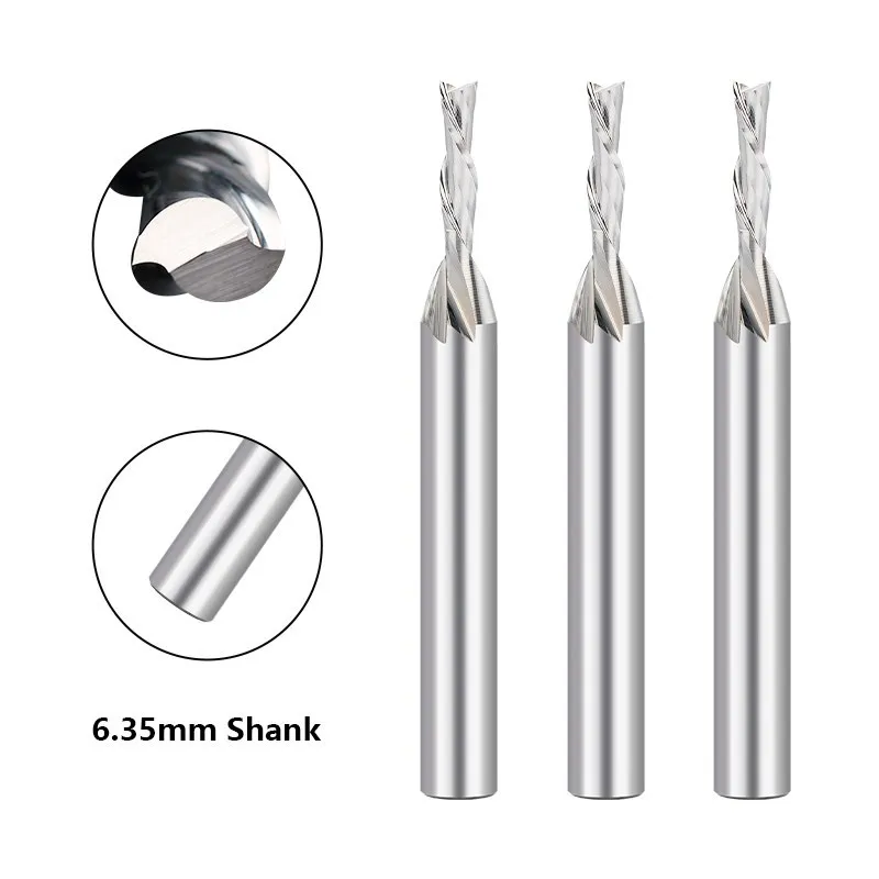 HAMPTON Spiral Plunge Router Bit 1/4 inch Shank Down Cut Milling Cutter for Woodworking Carbide End Mill