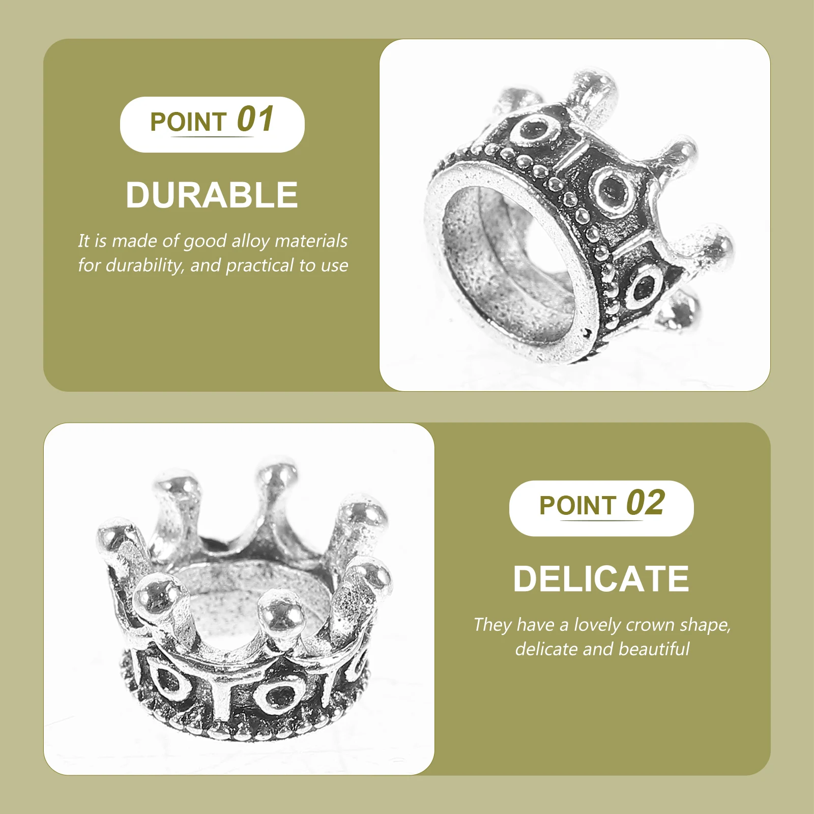 

100 Pcs Alloy Pendant Crown Shape Charms Vintage Jewelry Supplies Bulk DIY Necklace Bracelet Key Ring Decor Lightweight Durable