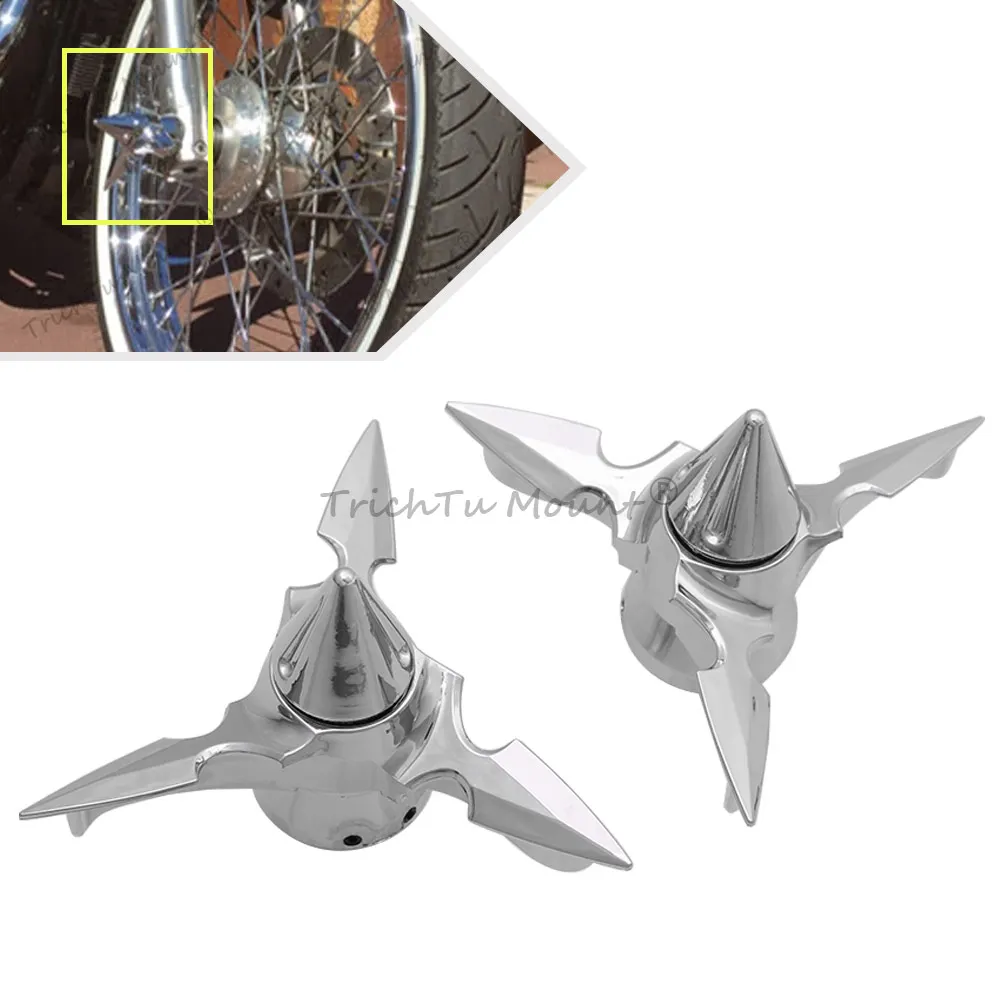 

1 Pair Front Axle Nut Cover With Chrome Spinning Blade Compatible For Harley Davidson Dyna Softail Sportster Touring V-Rod Trike