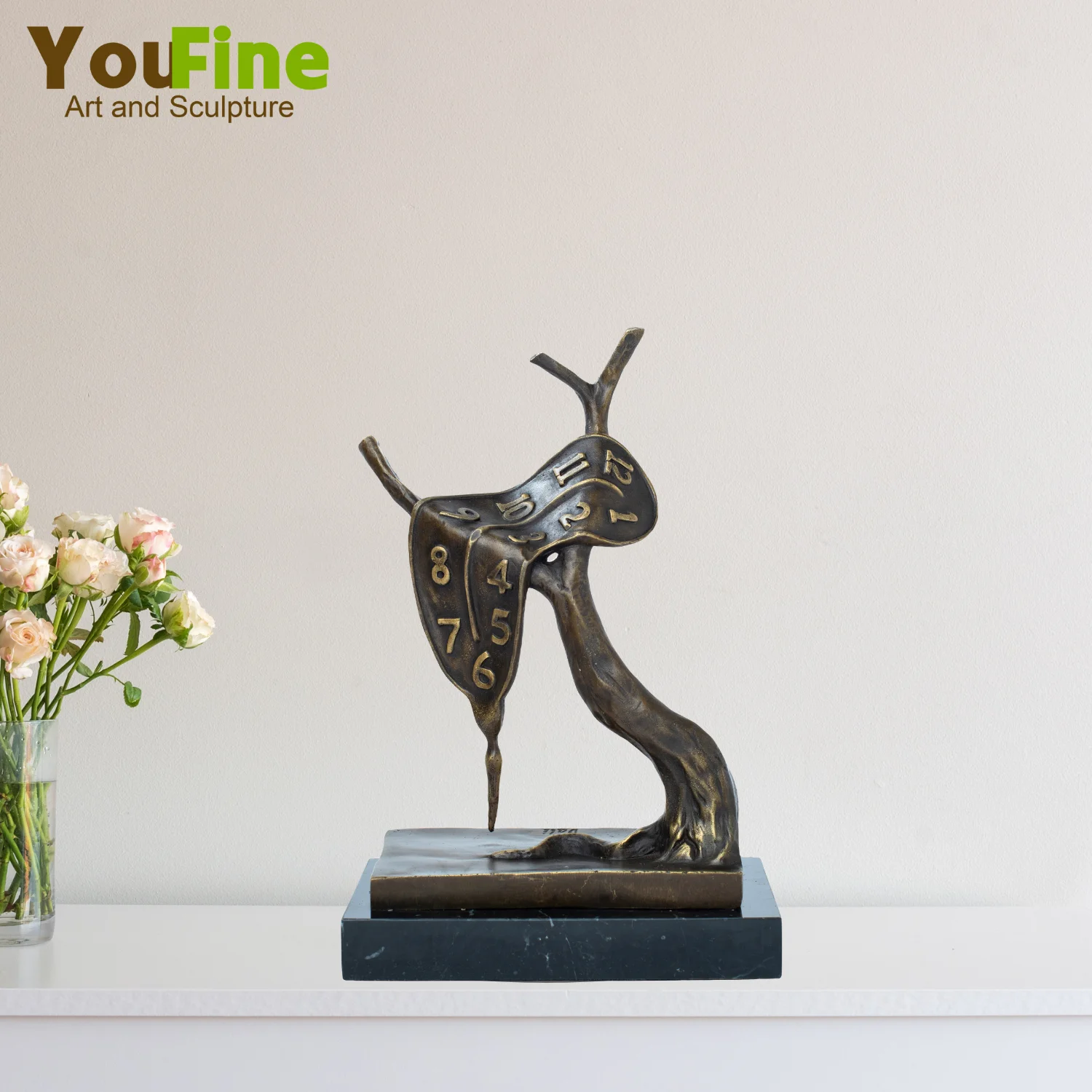 30cm Famous The Profile of Time Bronze Statue Abstract Bronze Art Sculptures by Salvador Dali For Home Indoor Decor Collection