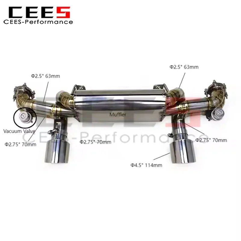 CEES Catback Exhaust for Porsche 718 Cayman GT4 4.0L 2020-2022 Titanium Car Escape Exhaust Pipes System Muffler