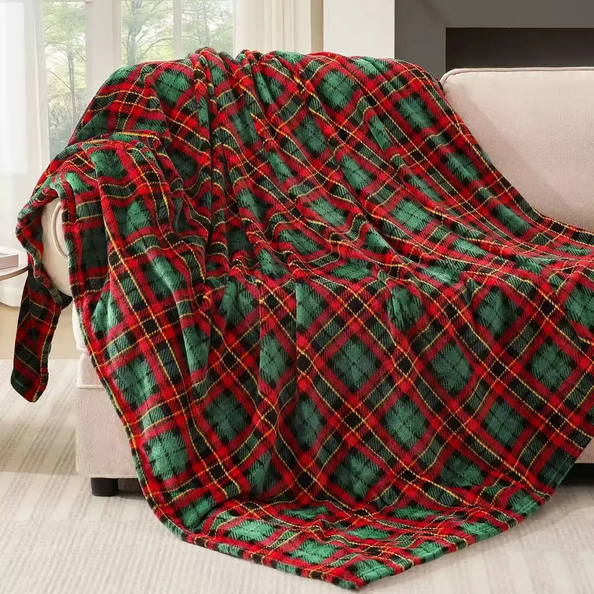 Throw Blanket Classic Red Green Buffalo Plaid Tartan Checked Pattern Cozy Bed Couch Blankets Christmas Holiday Gift Blanket