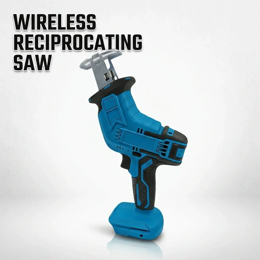 Cordless Electric Reciprocating Saw Handheld Outdoor Cutting Tool for Wood Metal Pipe Construction and DIY Projects (No Battery)