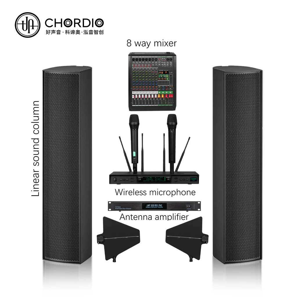 CHORDIO Professional DJ Speakers Wireless Handle Microphone 8 Way Mixer Console Multi-Function Hall System For Parties Passive