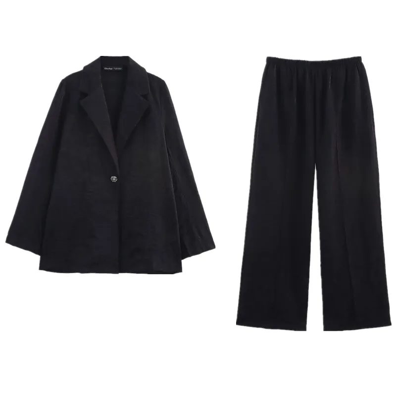 

Весна 202, женский модный прозрачный тюлевой костюм с эффектом складок, длинные брюки, Новое поступление, повседневный комплект Ele Busin