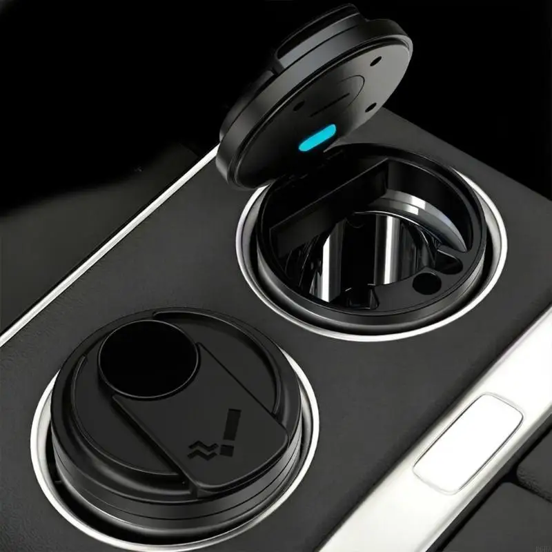 Car Ashtray With Light Auto On When Opening Lid Creative Coffee Cup Design 