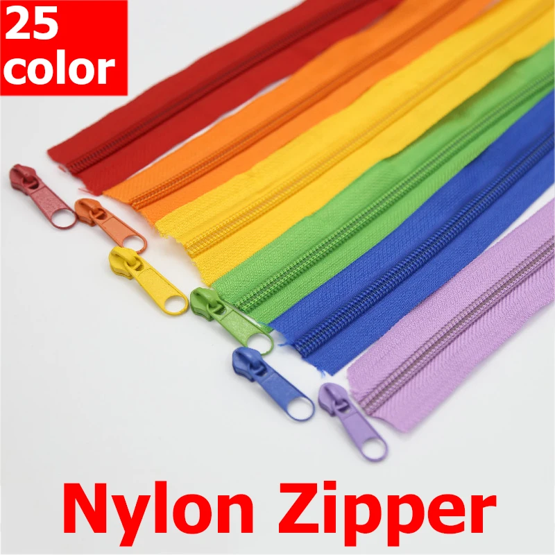 5# Nylon Zippers Rolls 25 color Invisible Zipper Nylon Coil Zipper For DIY Handcraft Cloth Sewing Accessories Length 5Meter