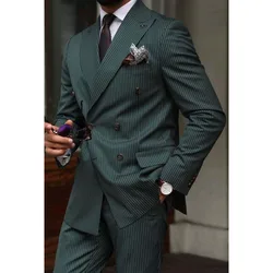 Men's Pinstripe Two Piece Suit Double Breasted Elegant Stylish Work Wear Hallowen Costume Man Men's Wedding Suits Mens Clothing