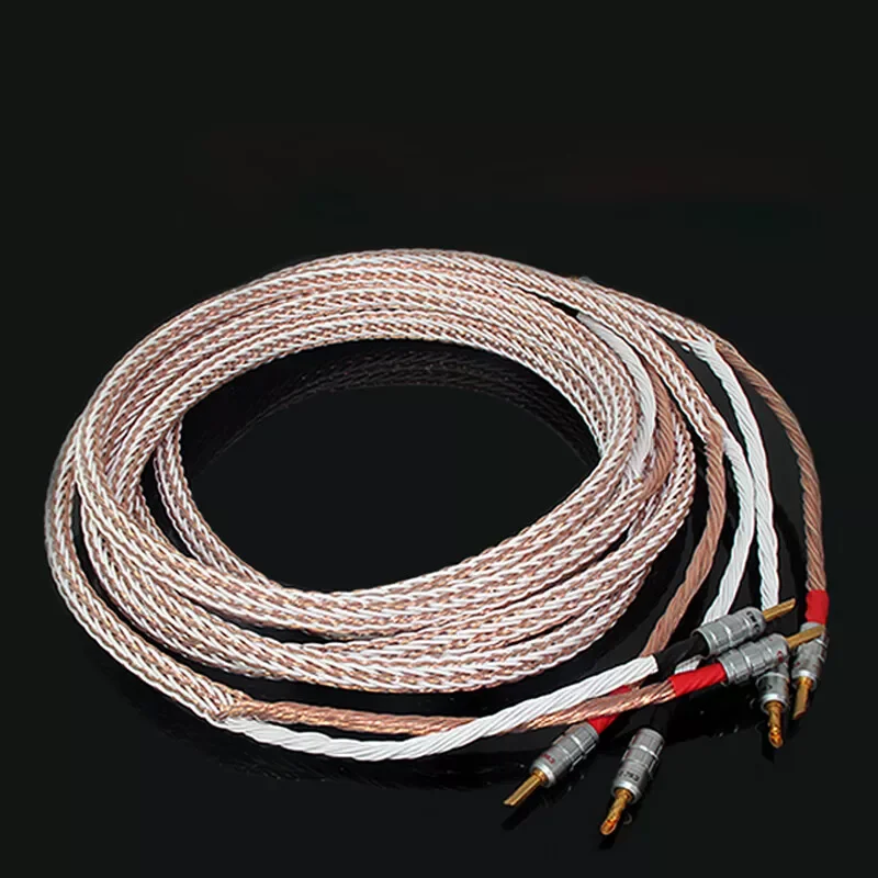 Pair 8TC Speaker Cable OCC Wire Speaker Cable Power Cord loudspeak Wire cable With BFA Banana Jack