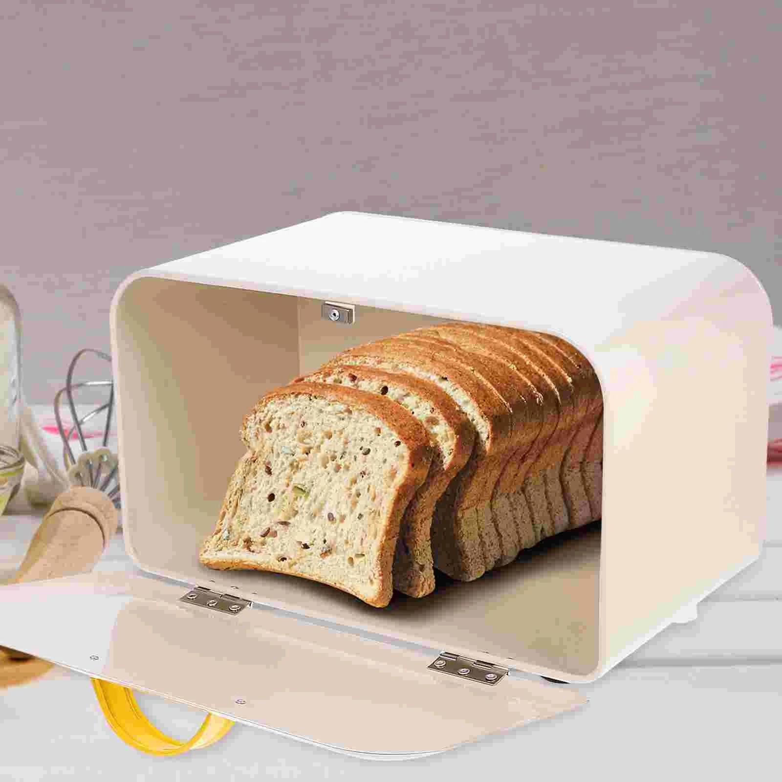 Bread Storage Box Bin for Kitchen Countertop Shop Organizer Holder Breadbox Container Iron