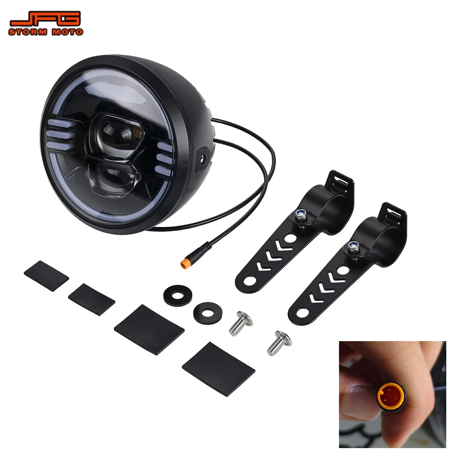 For Ridstar Q20 LED Headlight Comes with a Built-in Horn Electric Dirt Bike E-bikes Motorcycles Parts Bright Illumination