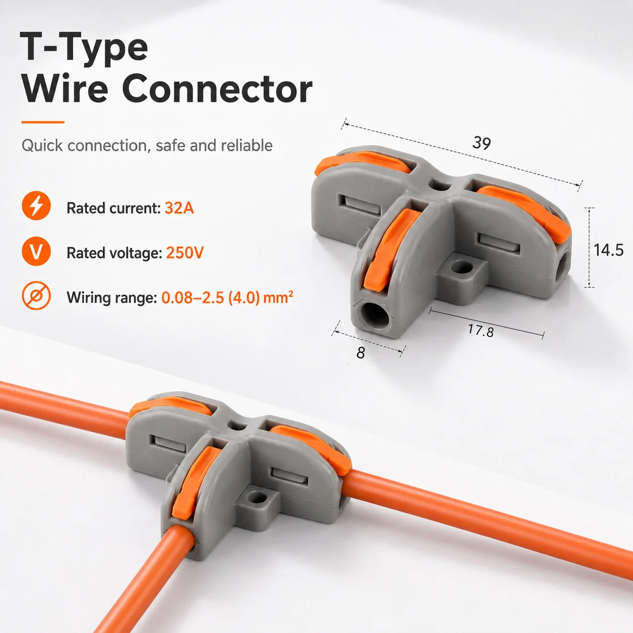 5/10/30PCS T-Clip Quick Wire Connectors Three-Way Cable Branch Splitter 1 In Multiple Out Fast Universal Push-in Terminal Block