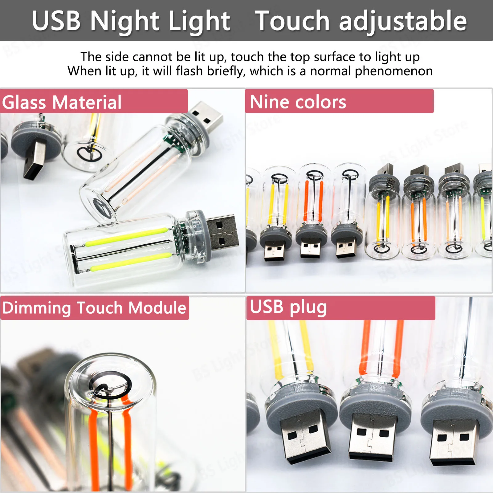 Imagem -06 - Edison Retro Que Escurece a Ampola Relação Móvel do Poder de Usb Luz da Noite Banco do Poder Portátil 1pc 0.3w 5v