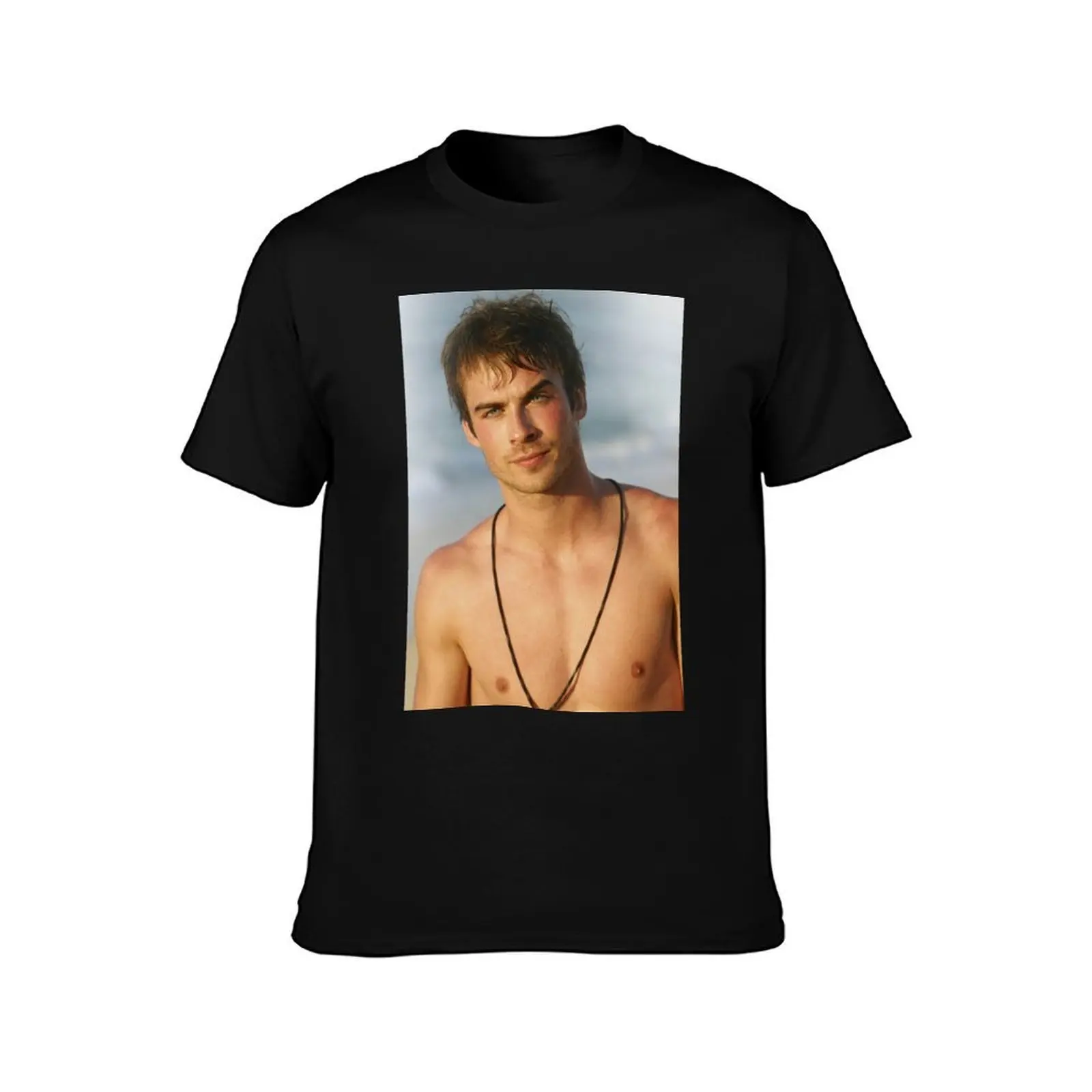 ian damon T-Shirt, Summer Casual Cotton Tee, Oversized Streetwear Tops, Vintage Graphic Print, Loose Fit Short Sleeve