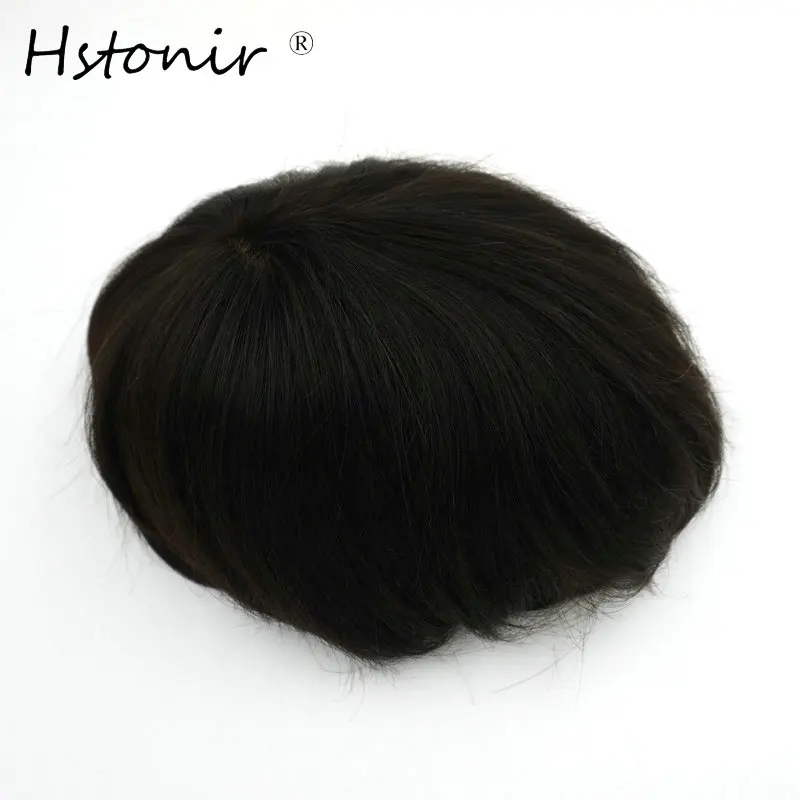 Hstonir Lace Front Toupee Stock For Fast Shipping Q6 Classical Indian Remy Hair Replacement Prosthetic Hair H045