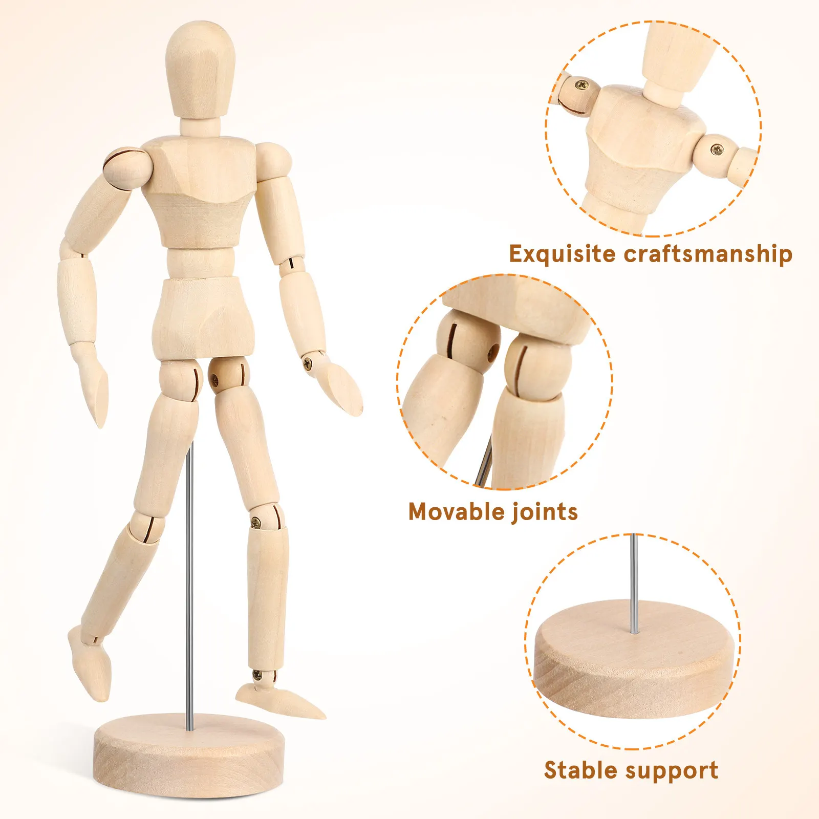 Wooden Drawing Mannequin Flexible Artist Manikin Posable Figure Movable Joints for Sketching Painting Ornament