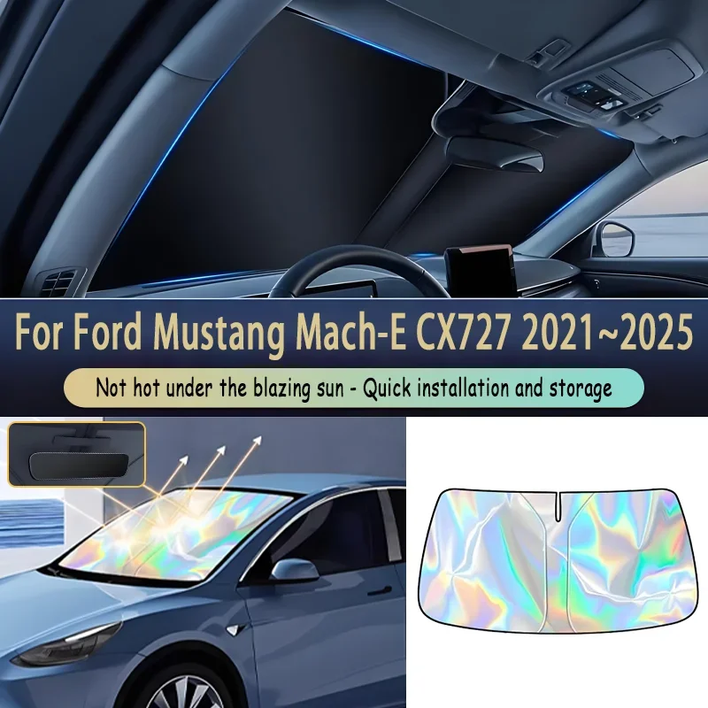 Auto Parts For Ford Mustang Mach-E 2021~2025 Car Front Window Sun Visor Blocks UV Refletive Parasol Sunshade Protector Cover