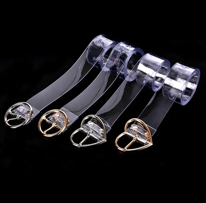 

New Fashion Style Women Waist Belt Resin Transparent Long Belt Dress Band Belt Heart Pin Buckle Strap For Young Ladies Gril