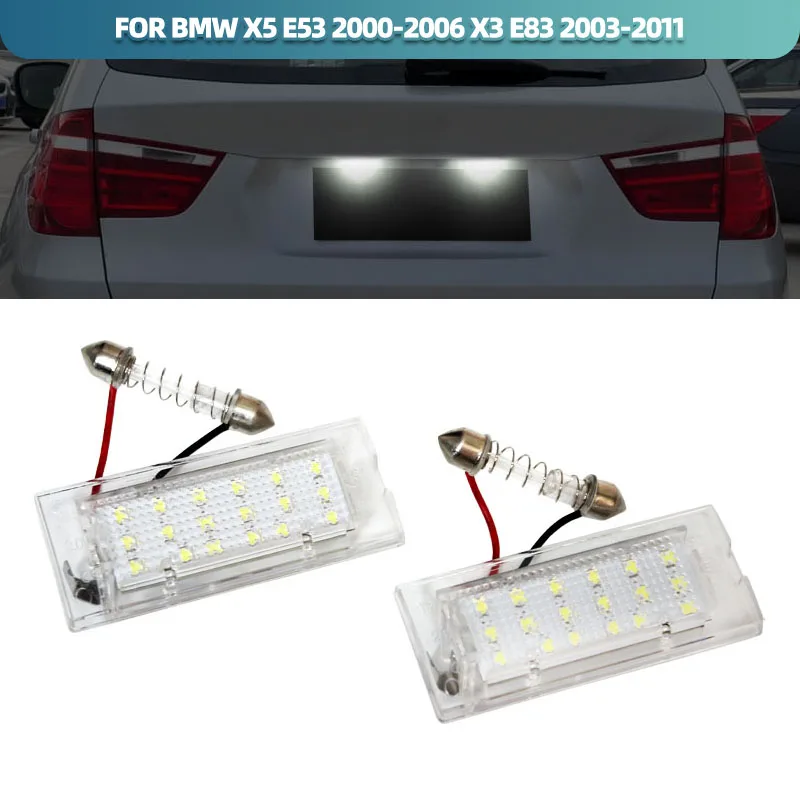 2PCS CANbus Car LED Number License Plate Light For BMW Car E53 X5 1999-2003 E83 X3 03-10 Bulbs 18Leds 6000K 12V Lamp