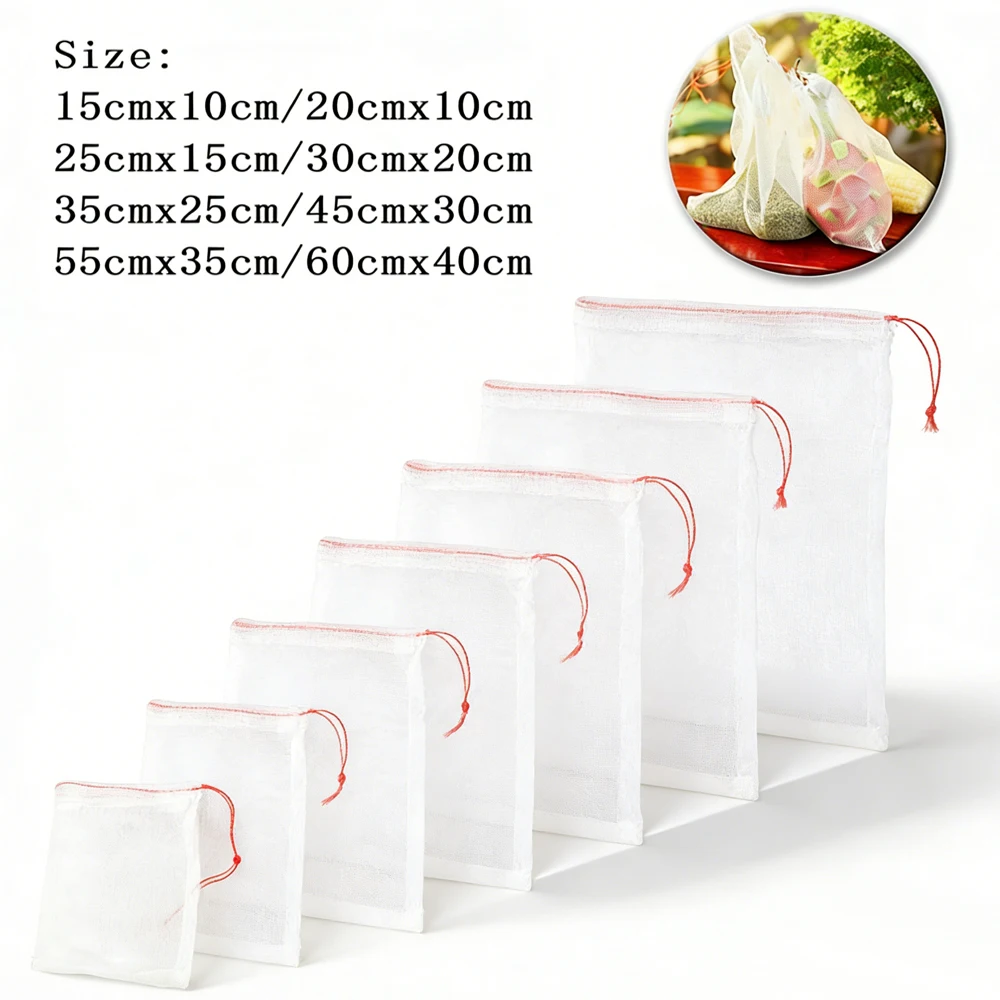 

5-20Pcs Garden Fruit Protection Mesh Bags, Bird Proof Net Cover for Strawberry Grape Veggie, Reusable Plant Growing Helper
