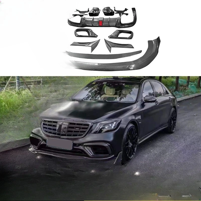 Suitable for Mercedes-Benz, carbon fiber enclosure modified front lip, rear lip trend rear wing