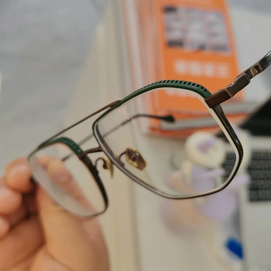 Japanese Design Pilot Titanium Suqare Glasses Frame Men Eyeglasses Eyewear Spectacles Double Beam High Quality Light 13g Fashion