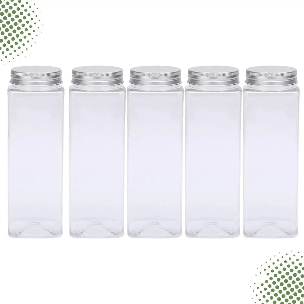 5 Pcs PET Plastic Bottles Food Grade Safe Containers for Water Juice Storage Kitchen Bar Use Bottle