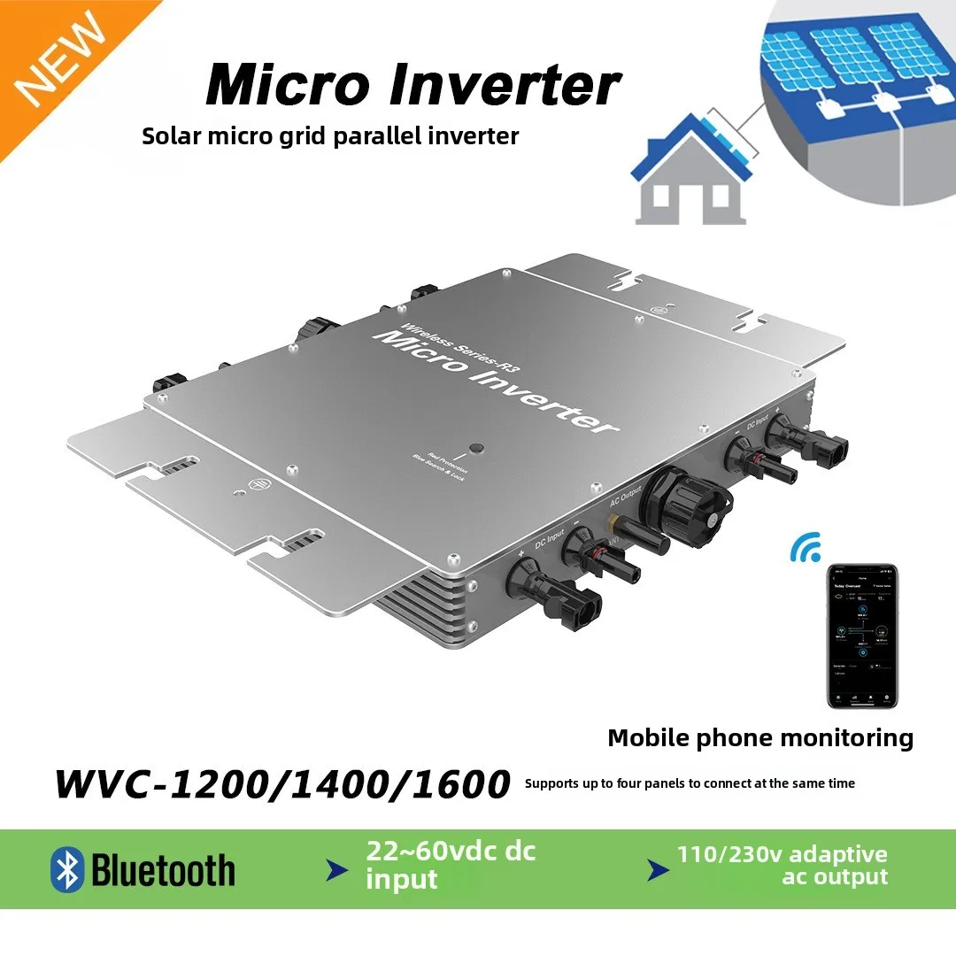 WVC-1400W عاكس صغير عالي الكفاءة - كشف الجهد التلقائي المدمج في MPPT لأنظمة ربط الشبكة الشمسية