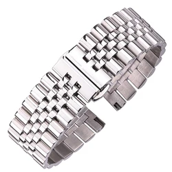 Bracelets de montre en acier inoxydable, argent poli, bracelet de montre en métal, accessoires de bracelet, 16mm, 18mm, 19mm, 20mm, 21mm, 22mm