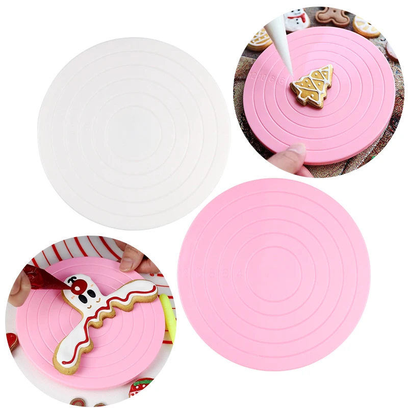 

Mini Cake Rotary Table Plastic DIY Fondant Cookie Turntable Revolving Platform Round Cookie Stand Rotating Kitchen Tools 14cm