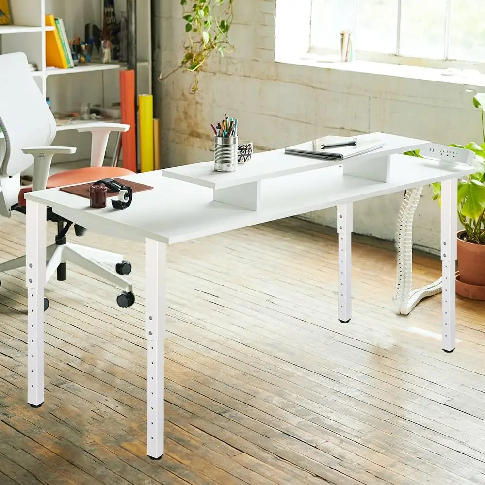Perna de mesa quadrada ajustável, 24-40 polegadas, 60-100 cm, pernas de mesa DIY personalizadas para escritório doméstico, conjunto de pernas de móveis (4, branco)