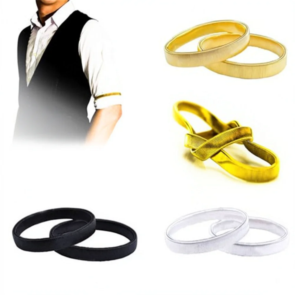 Mens Elastic Metal Armband Spring Sleeve Holder Fashion Cuff Bracelet Accessory For Stylish Business Shirt Wear Jewelry