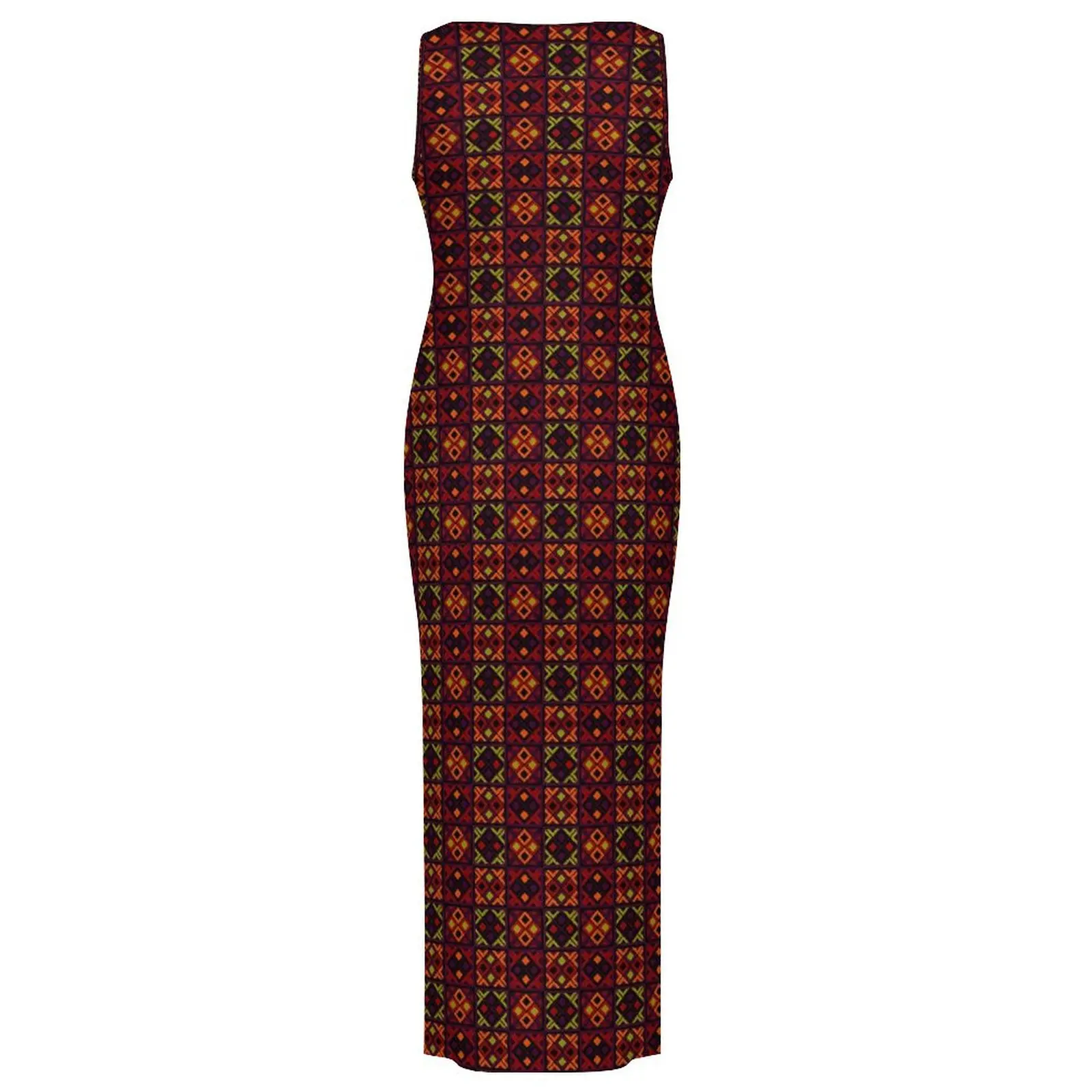 African Tribal Print Dress Sleeveless Vintage Ethnic Street Style Maxi Dresses Night Club Bodycon Dress Women Design Vestidos