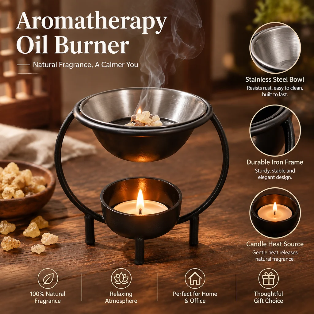 Cast Frankincense Burner Suitable for Home Decor - Nest Design Essential Oil Diffuser & Tea Light Melter Warmer, Candles Not Inc