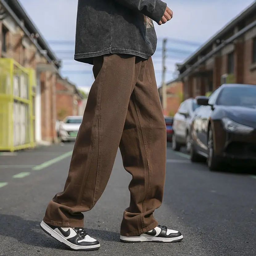 

Свободные американские повседневные джинсы для мужчин, весенне-осенние, в уличном стиле, широкие брюки, прямые штаны, молодежные модные джинсы