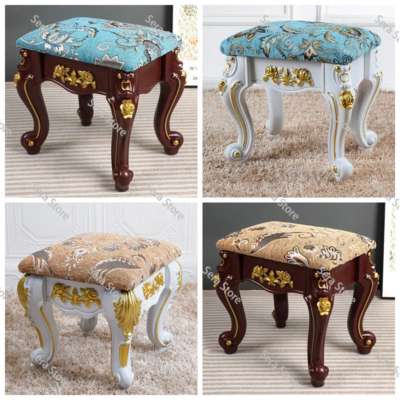 European Small Stool Living Room Low Bench Makeup Creative Fabric High-end Home Bedroom Piano Guzheng