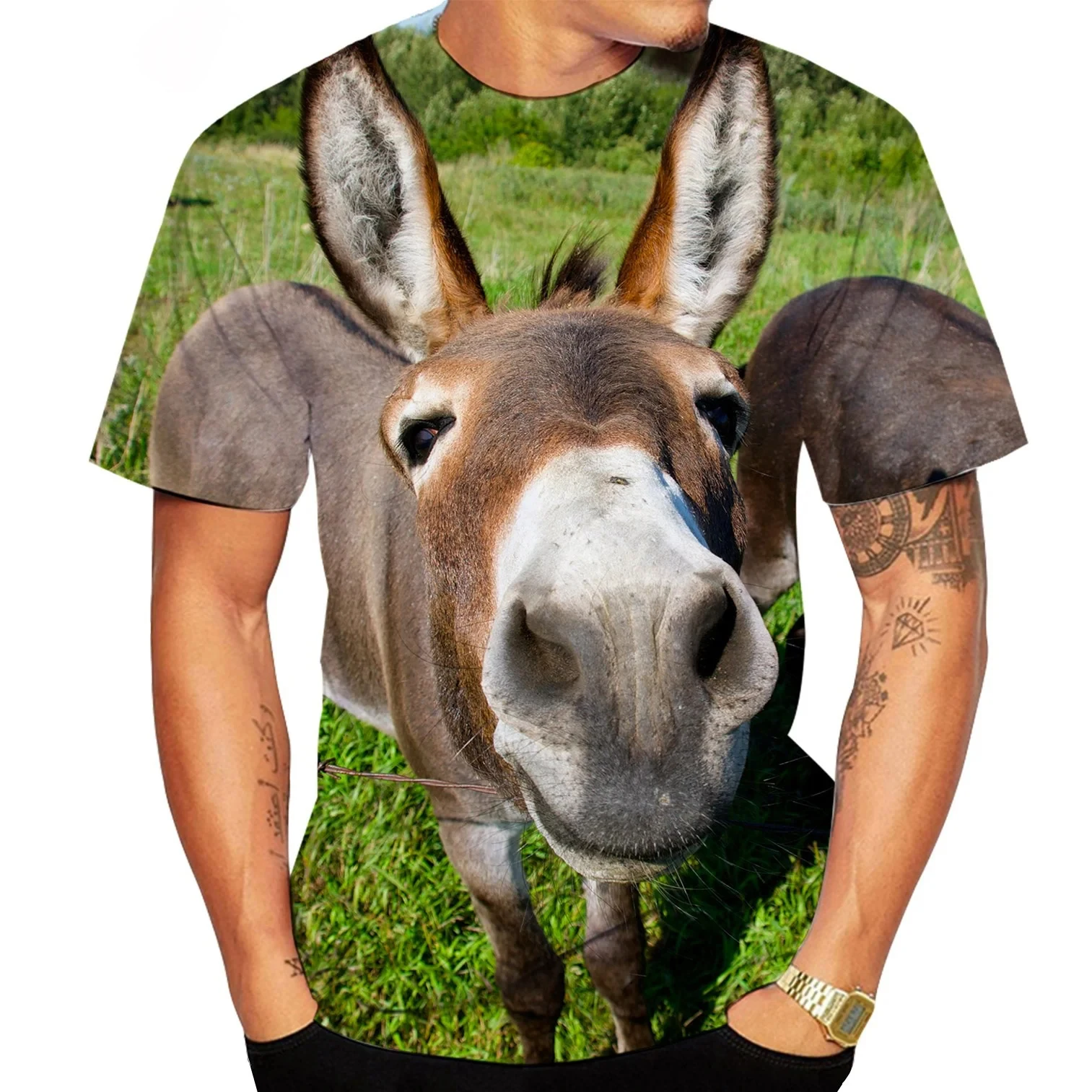 Funny Donkey T-Shirts Animal 3D Print Men Woman Streetwear Casual Short Sleeve T Shirts Oversized Harajuku Kid Top Tees Clothing